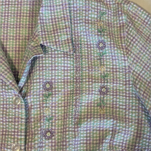 Alfred Dunner pastel floral embroidered button down short sleeve blouse size 22W - Picture 2 of 5